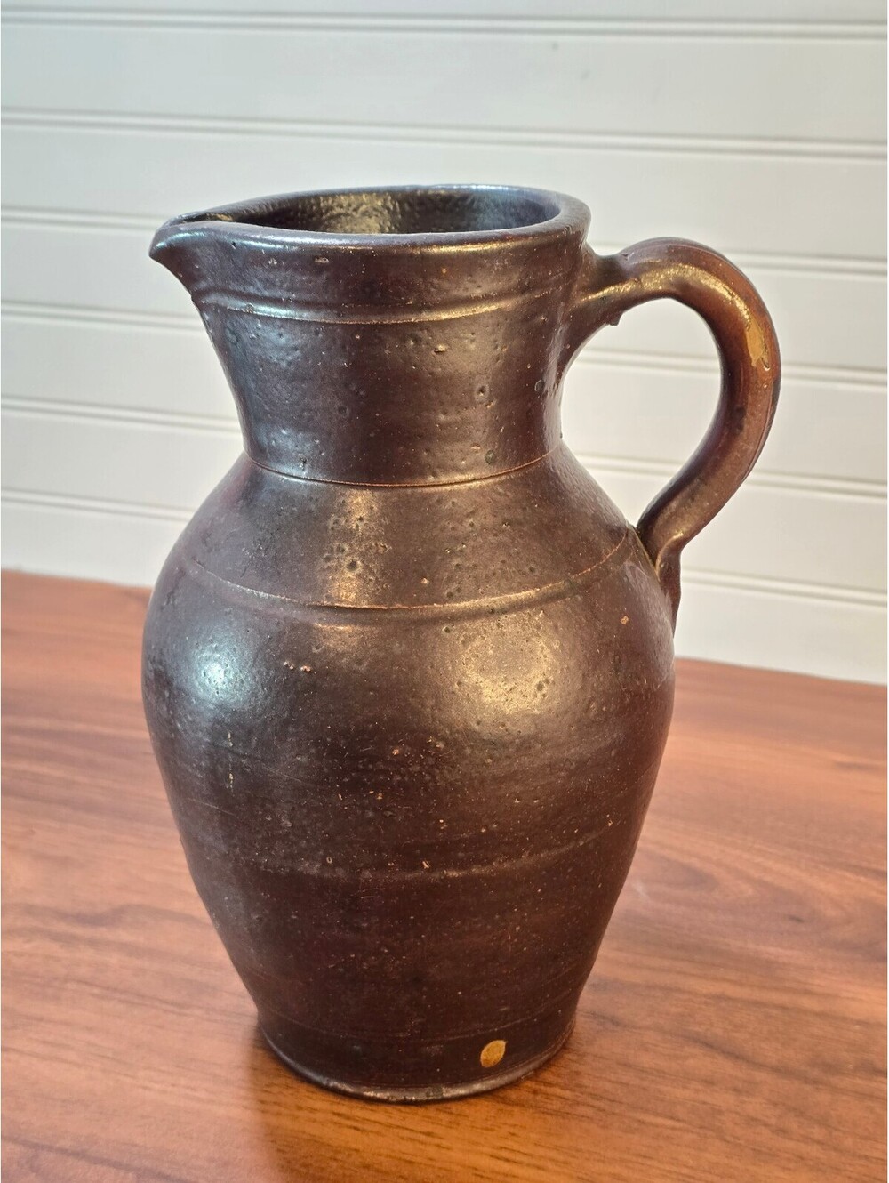 Vintage Brown Ceramic Pitcher Jug with Handle
